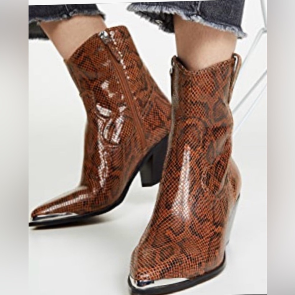 VILLA ROUGE SHOPBOP EXCLUSIVE Yadira Leather Snakeskin Print Boots Brown Multi 7